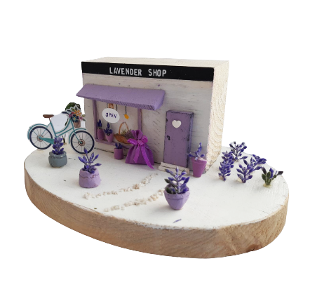 Miniature lavender shop diorama