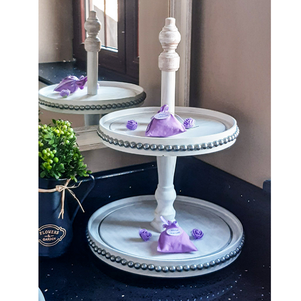 Royal style tiered tray vintage with pearls