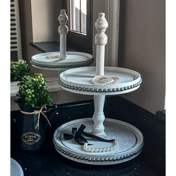 Royal style tiered tray vintage with pearls