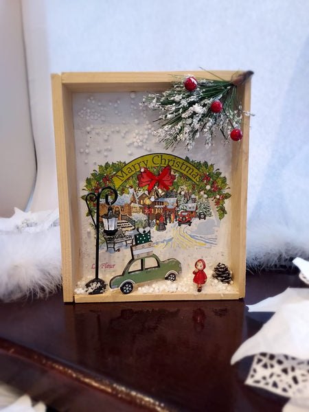 Frame miniature detailed Christmas street
